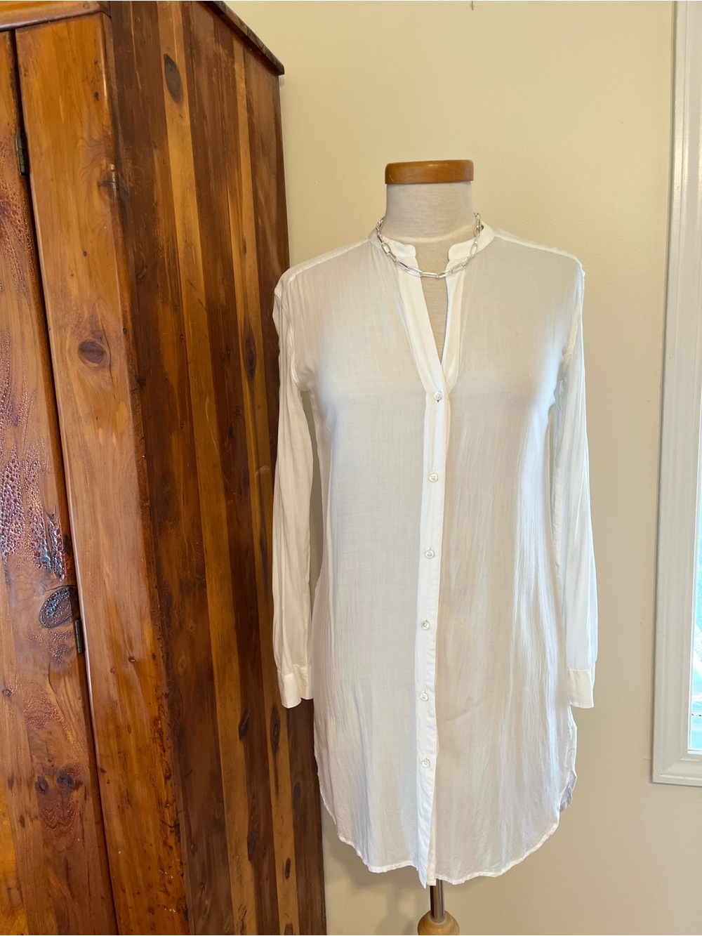 JAMES PERSE 0 Lightweight White Button-Front Tunic Shirt Like New